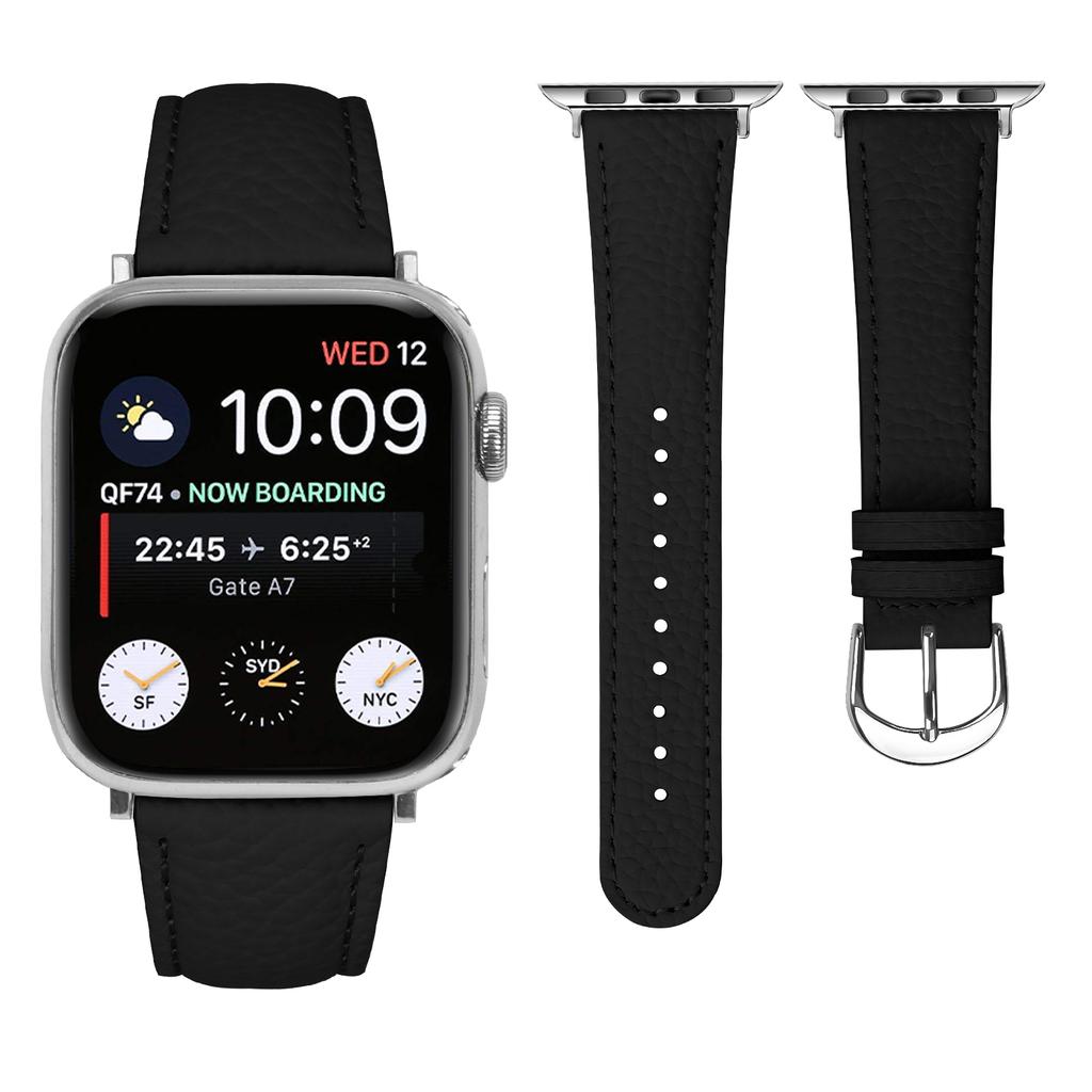 Replacement Strap for Apple Watch Series 10 9 8 7 SE 6 5 4 3 2 1 42mm 41mm 40mm 38mm Litchi Texture PU Leather Watch Band