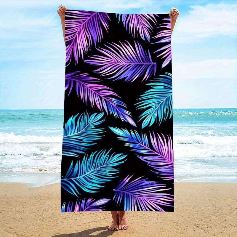 Vibrant Tropical Hibiscus Palm Leaf Beach Towel Quick Dry Summer Pool Towel Colorful Floral Hawaiian Print Beach Blanket