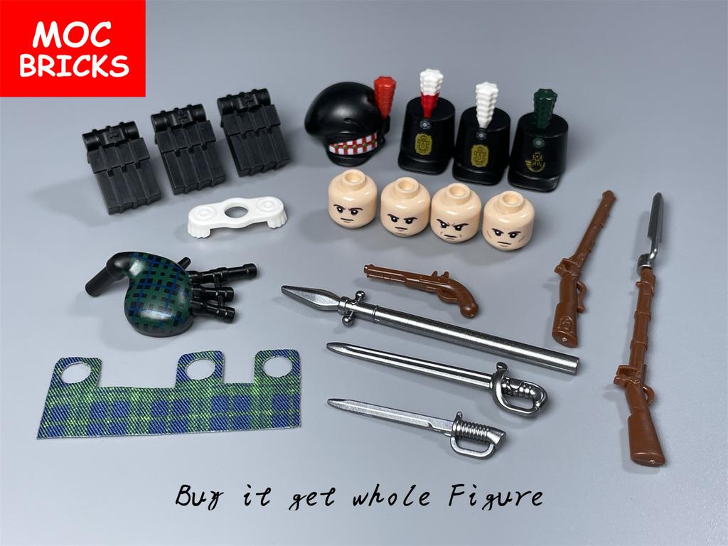 MOC Mattoncini Esercito Britannico Guerre Napoleoniche Figura Blocchi da Costruzione Spada Pistola Armi Militari Accessori Giocattolo per Bambini