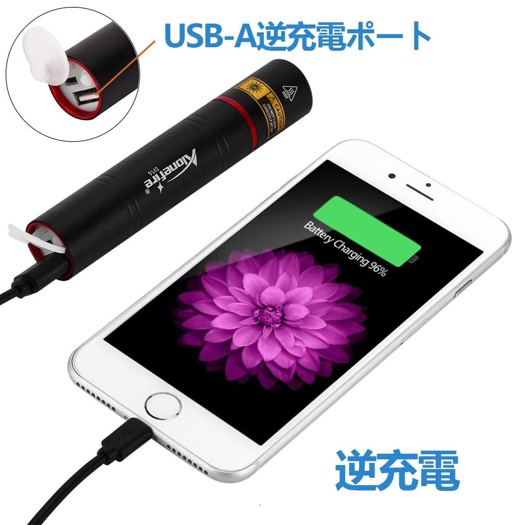 Alonefire SV16 5W Kompaktes UV-Schwarzlicht (365nm Wellenlänge) USB-wiederaufladbares UV-LED-Licht zur Anisakis-Erkennung, Wood-Lampe-Inspektion, Reverse