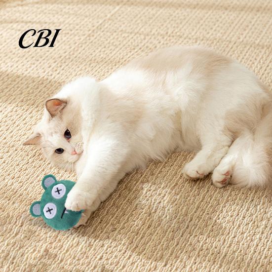Soft Short Plush Cat Toy Ball Toy, Catnip Chew Cute Embroidered Face, Fun Play Accessory Stuffed Kitten Teething for Indoor Cats Biting Patting