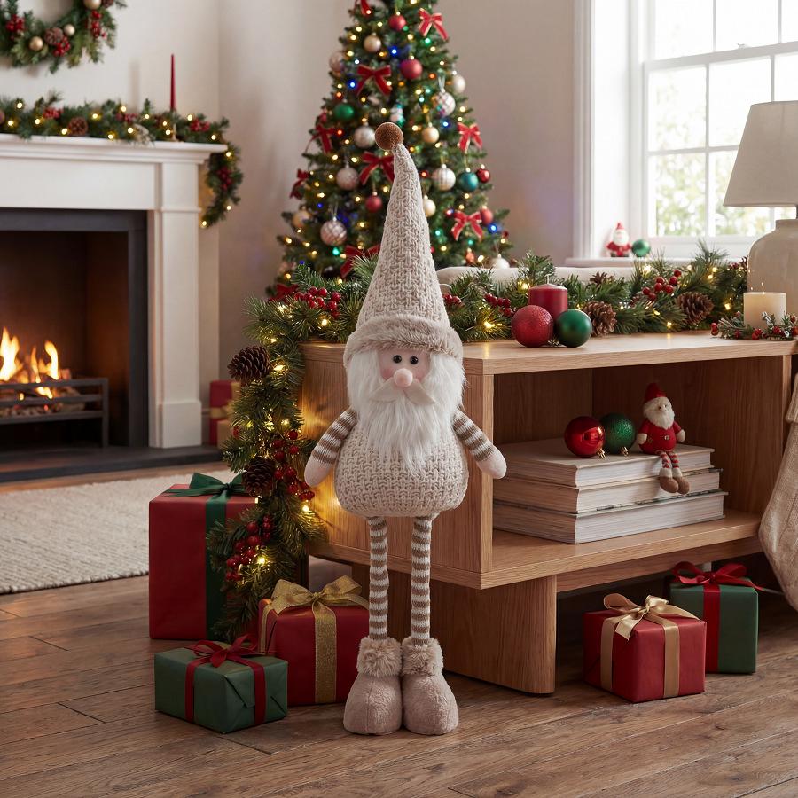 Khaki Christmas Card Series: Retractable-Leg Reindeer, Snowman, and Bear Figurine Ornaments