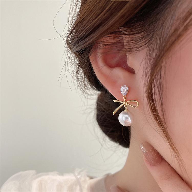 Korean Dongdaemun Knotted Pearl Earrings - Elegant Summer Versatile Design