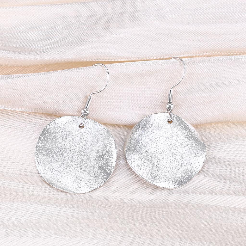 Irregular Round Drop Earrings for Women Simple Curved Frosted Allergy Resistant Piercing Earrings Jewelry