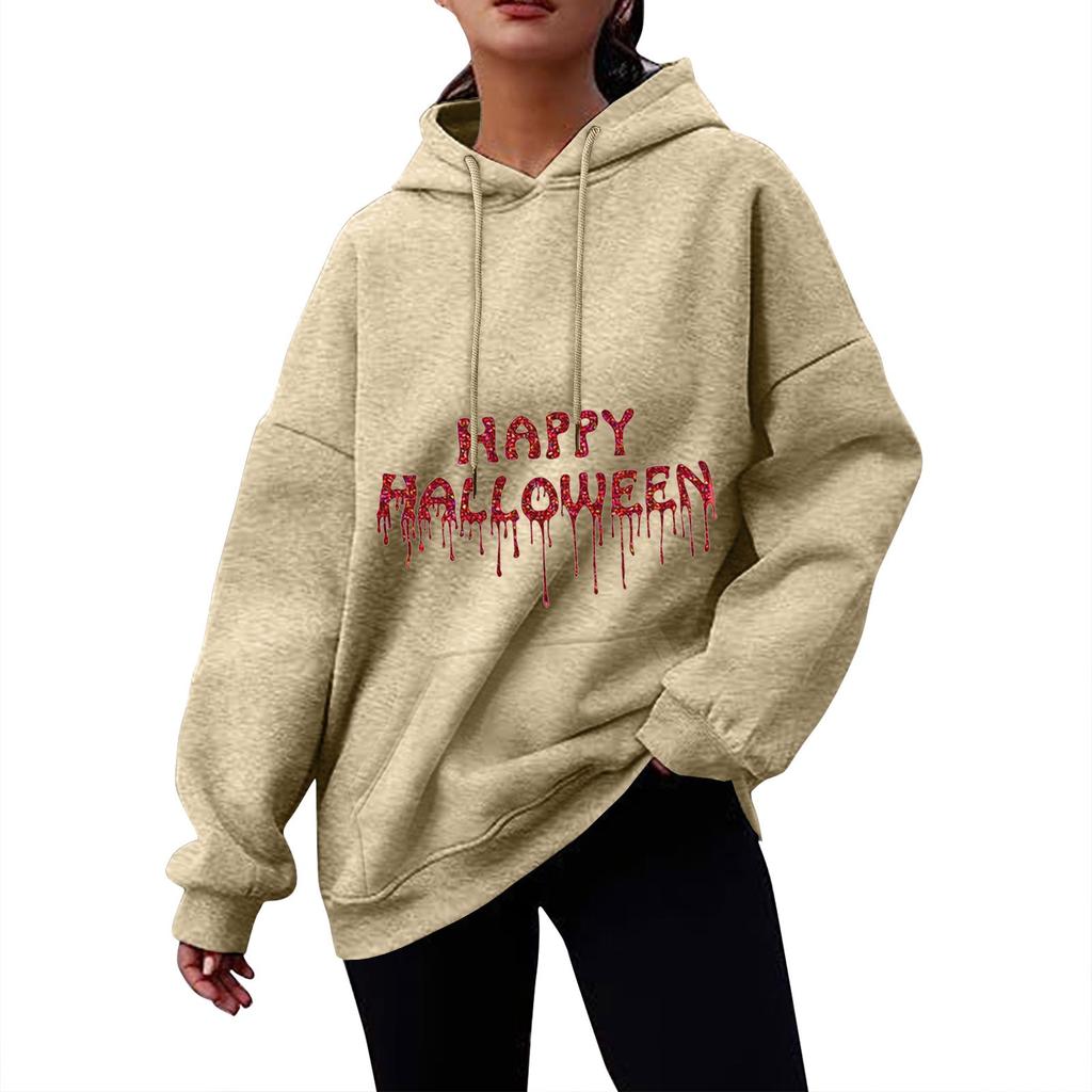 Women's Fall And Winter Halloween Printed Pullover Hooded Sweatshirt Fleece Long Sleeve  Fashion Sweatshirt