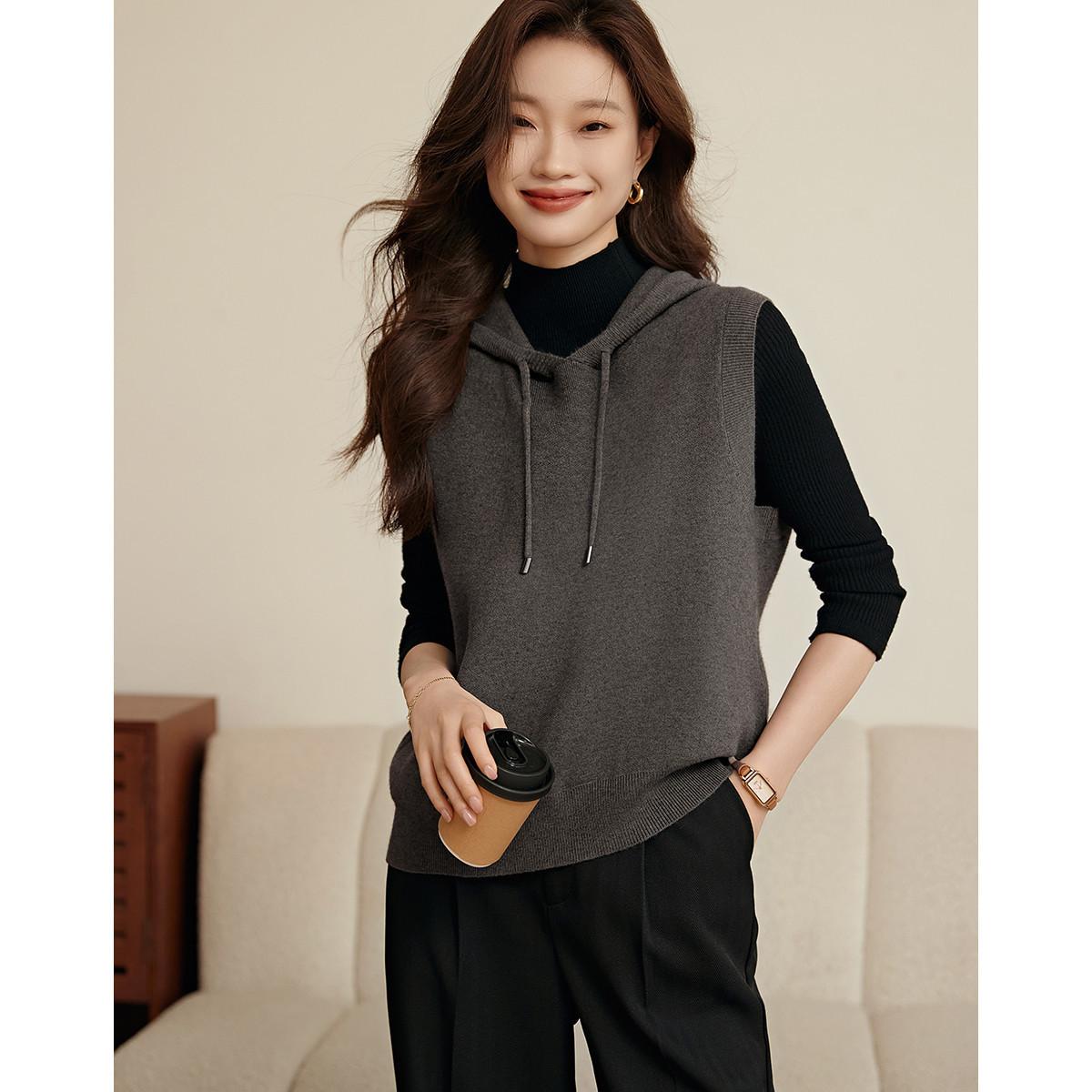 

Жилет Свитер Зимний Универсальный Свитер Ленивый Безрукавный Жилет Шапка Многослойный Вязаный Свитер XXL