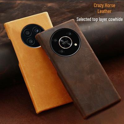 Honor X30 Cowhide Leather Half-Cover Protective Case - High-End Genuine Leather Back Cover for Honor X30i.