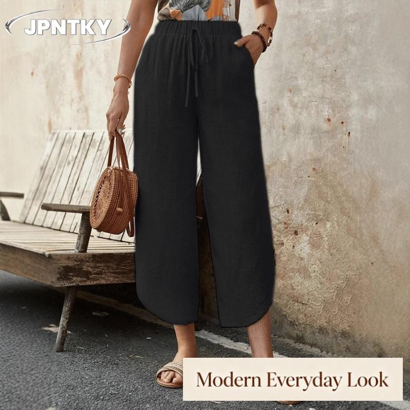 JPNTKY Women's Fashion Casual Solid Color Print Pants & Capris
