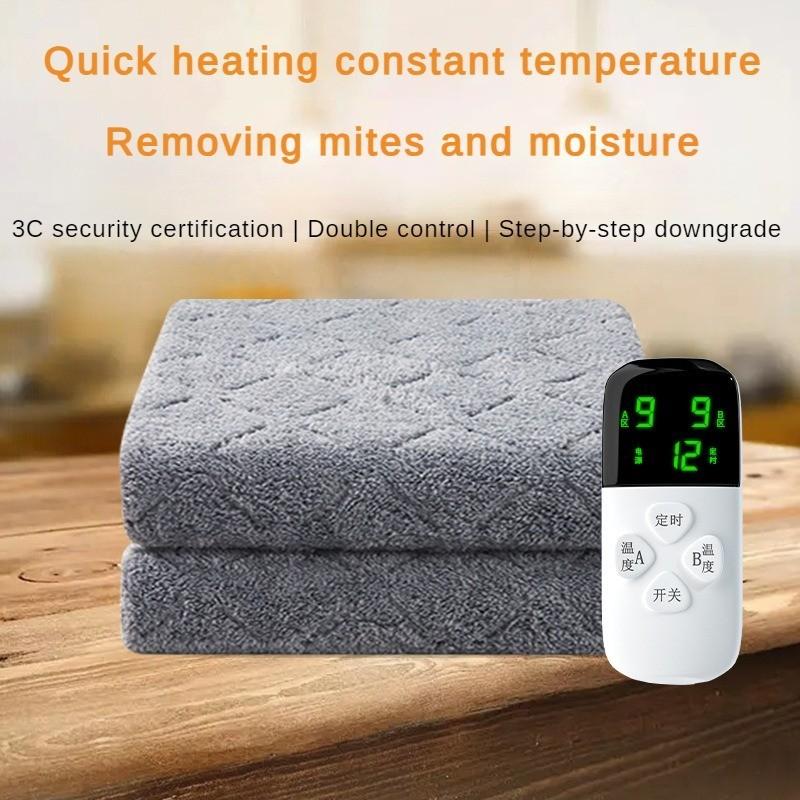 100W Intelligent Timed Dual Control Electric Blanket Thickened Student Dormitory Heating Quilt Household  Temperature Regulating Blanket