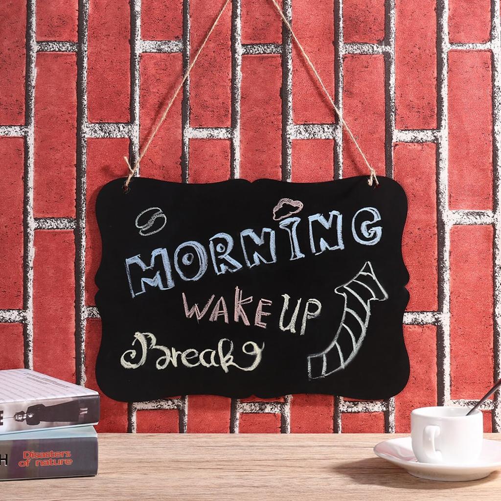 NUOLUX Mini Chalkboard Door Plate, Welcome Board, Entrance Sign, Double-Sided Blackboard, Menu Board, Open/Close Sign, Double-Sided, Set of 4