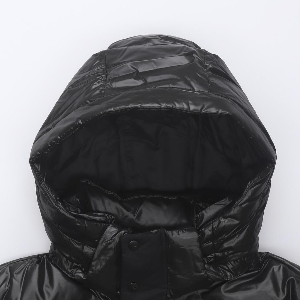Puma Patchwork Design Logo Print Hooded Down Jacket Unisex Outerwear Black 928759-01