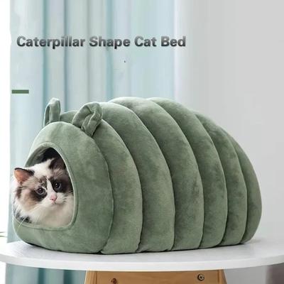 Casa per Gatti Semi Chiusa, Stile Carino a 4 Stagioni, Canile per Gatti Resistente ai Morsi, Letto per Gatti Lavabile per Gatti (Piccolo, Marrone)
