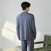 [Word of Mouth Hot Selling Item] Fenteng Classic Lapel Geometric Jacquard Gentleman Long Sleeved Home Suit Set Men's Pajamas