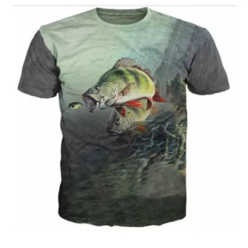 

Summer Comfortable Short Sleeved T-shirt Sea Fish Theme Blue Print Loose Oversized Casual Men s Round Neck T-shirt 6XL