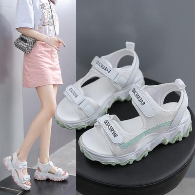 2024 Platforma Sandały Damskie Nowe Lato Chunky Wysokie Obcasy Koturny Damskie Buty Plażowe dla Kobiet Ryba Toe Sportowe Sandalia Feminina