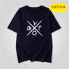 Minimalist Scissors Wine Glass Printed Short Sleeve Tshirt Line Pattern Unisex Casual Top
