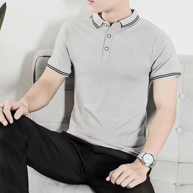 Herren Einfarbiges Poloshirt Kurzarm Slim Fit Freizeit T-Shirt