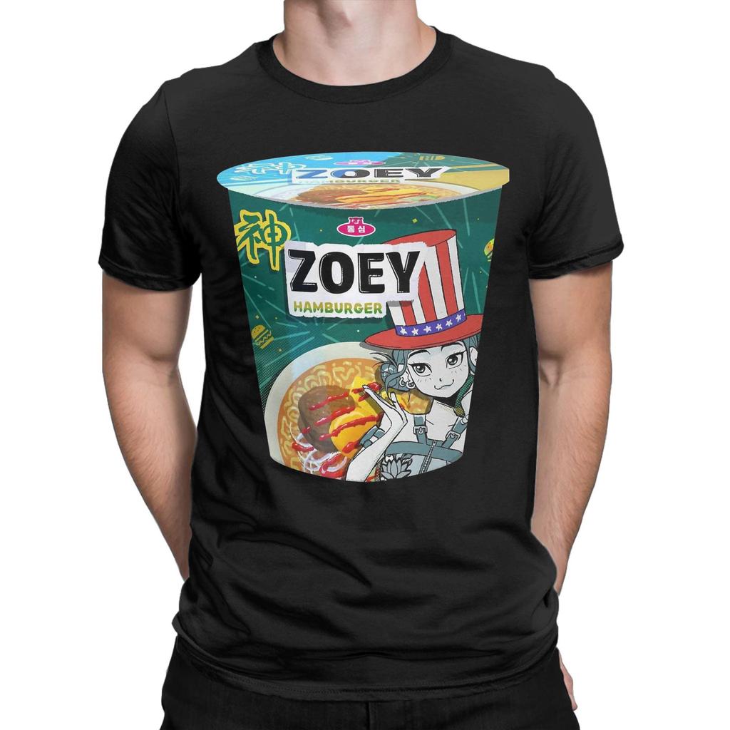 ZOEY Hamburger Ramyeon  Ramen Huntrix Men T Shirts Demon Hunters  Tees Short Sleeve O Neck T-Shirt Pure Cotton Summer Tops