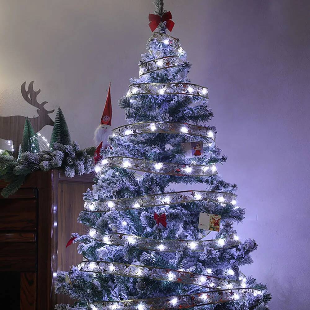 Christmas Tree Decoration LED Ribbon Fairy Lights Merry Christmas Decorations Home DIY Bows Light String Navidad New Year Decor