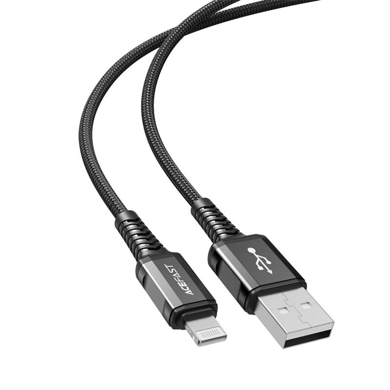 Acefast Kabel Mfi Usb - Lightning 1,2M, 2,4A Czarny (C1-02 Black)