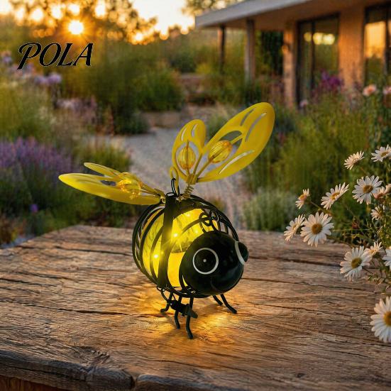 Decorative Solar Powered Lights Hanging Bee Lights, Metal Bouncy Spring Ornaments, Weatherproof Garden Lamps IP65 Waterproof Fairy for Outdoor