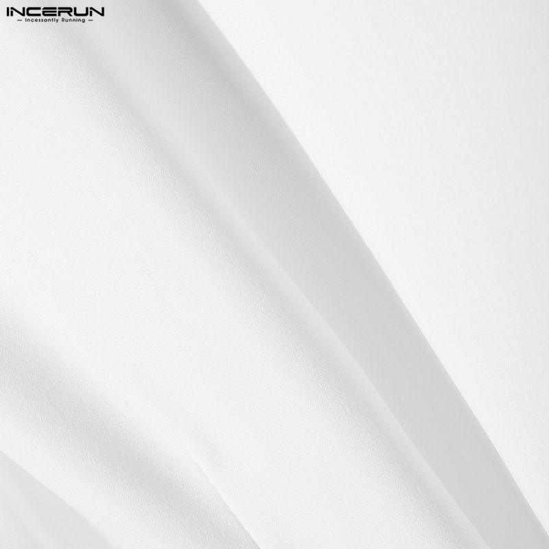 INCERUN Herren Reverskragen Langarm Überkreuzt Vorne Cropped Lässige Quasten Hemden Oberteile