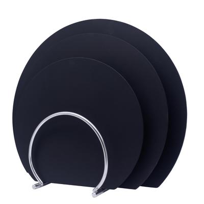 MUAMUA Cutting Board, Dishwasher Safe, Premium Heat-Resistant Elastomer, Black, Antibacterial, Round, Soft, Set of 3 (29 X 35cm / 26 X 30cm / 24 X 21.