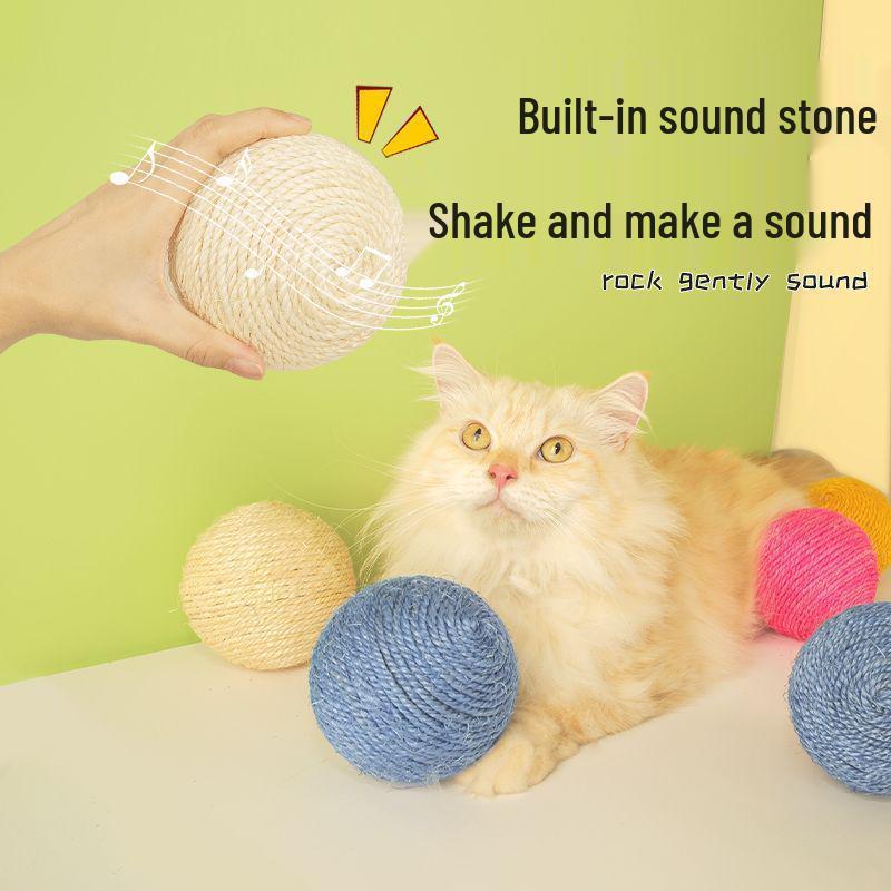Extra Large Sisal Ball Cat Toy: Teething, Claw Grinding, Bite-Resistant, Self-Play Entertainment.