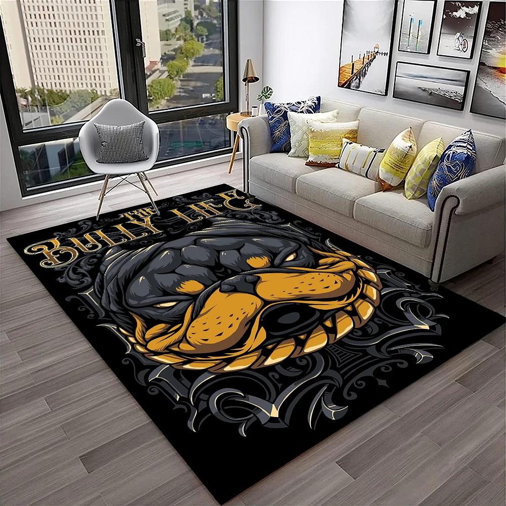 French Pit Bull Dog Pet Cartoon Carpet Rug for Home Living Room Bedroom Sofa Doormat Decor,kids Play Area Rug Non-slip Floor Mat