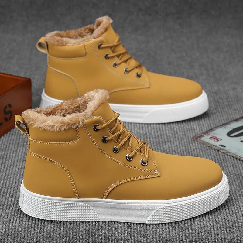 Men's Boots Winter Plush Warm Snow Boots Quality Waterproof Leather Boot Winter High-top Sneakers Casual Ankle Boot Botas Hombre