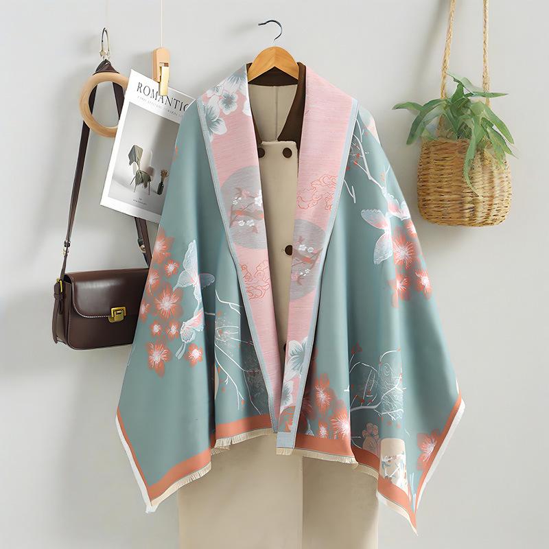 Luxury Double-Sided Women's Scarf: Thick Imitation Cashmere Shawl & Neck Warmer for Autumn/Winter