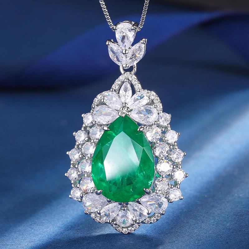 Jewelry Copper Bottom Gold-Plated Set Simulation Color Treasure Water Drop Light Luxury Temperament Set Female 13 * 18