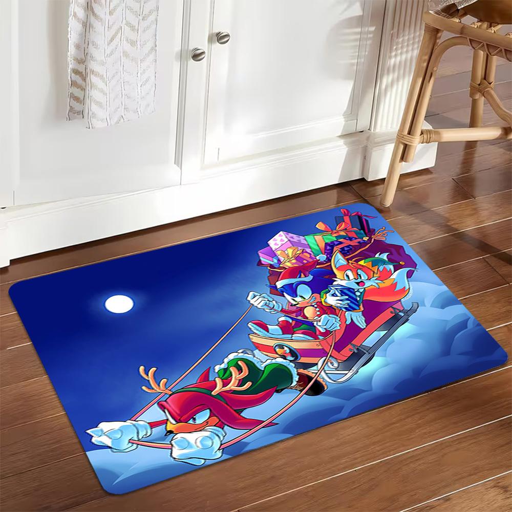 Sonic The Hedgehog Figures Set Decoration,Carpet,Living Room,Bedroom, Non-slip,Square rug