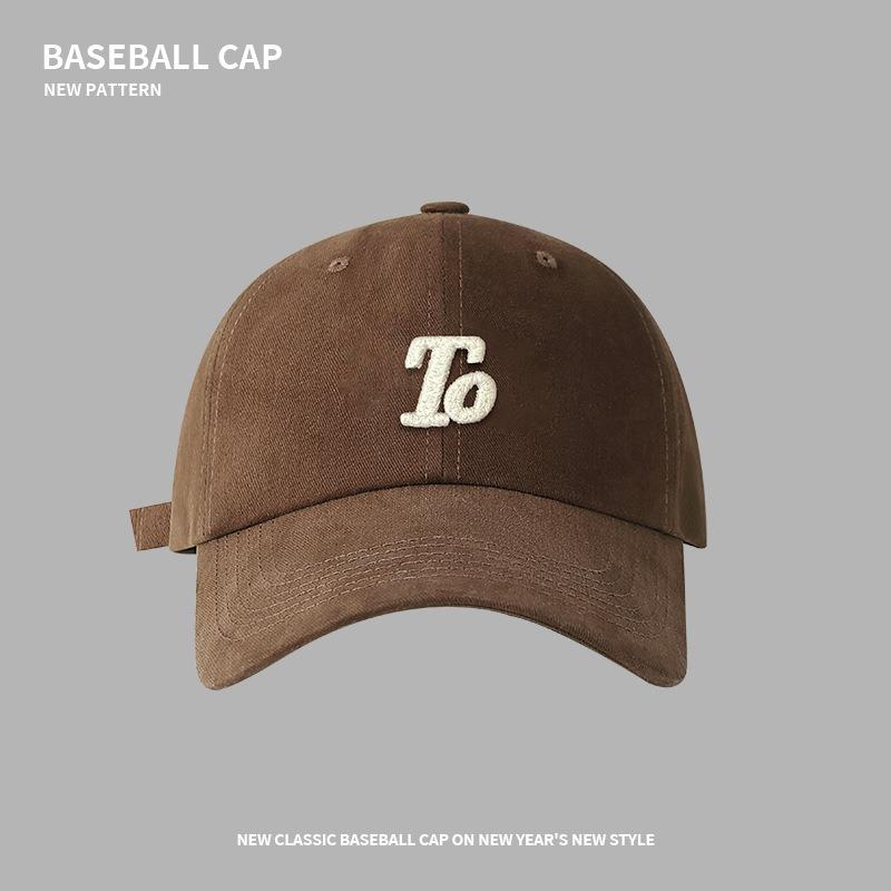 Letter embroidered baseball cap women's autumn and winter high quality polished big head circumference cap couple versatile sun hat