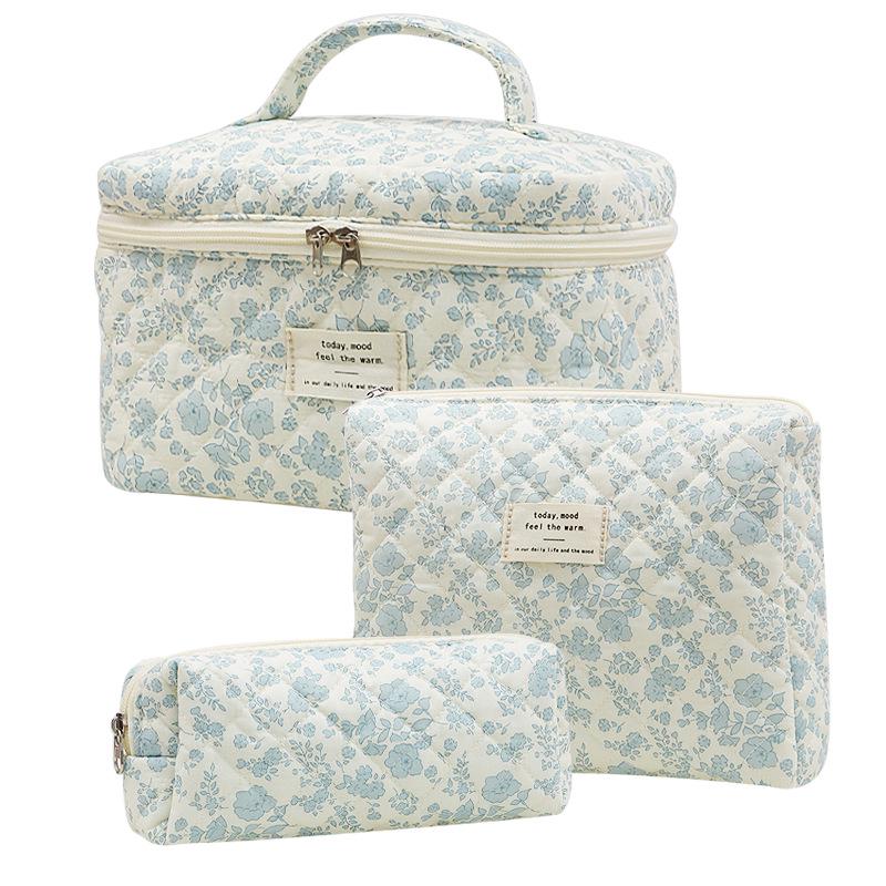2023 Floral Cute Cotton Makeup & Toiletry Bag - Small, Fresh, Portable Storage Case