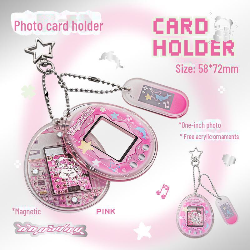 

Мини-фотодержатель OOPSDAY Retro Tamagotchi с подвеской в виде звезды розовый