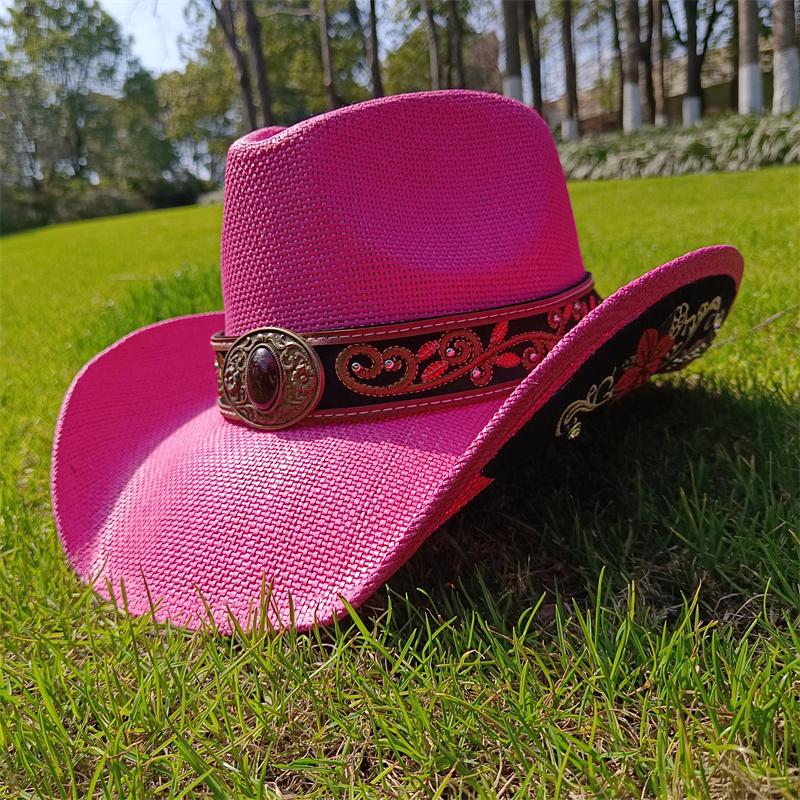 2026 Western cowboy hat man embroidery applique cowboy hat men and women sun hat summer wide brim straw hat hsun hat women