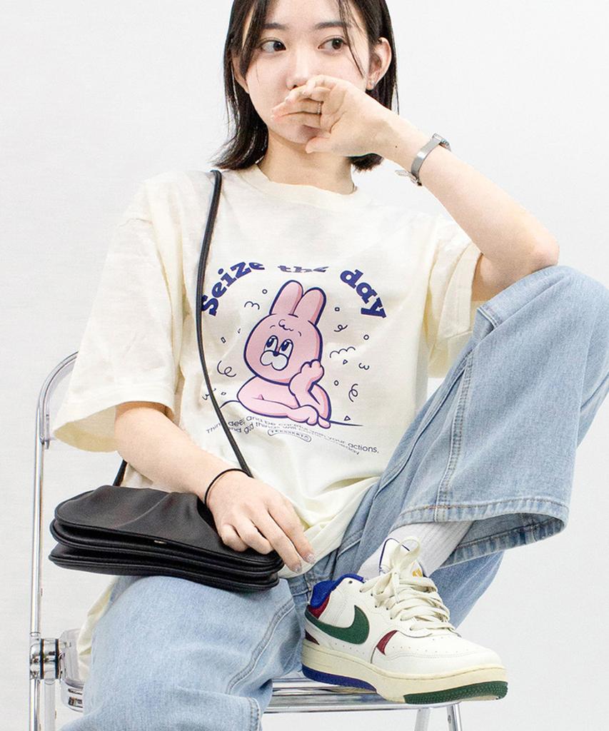 Tijeoteu The Day Character Print Summer Cotton Short Sleeve T-Shirt (White, Black, Ivory) Tss_01