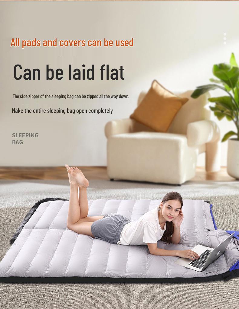 White Duck Down Zero Degree Sleeping Bag for Winter, Outdoor, and Indoor Use