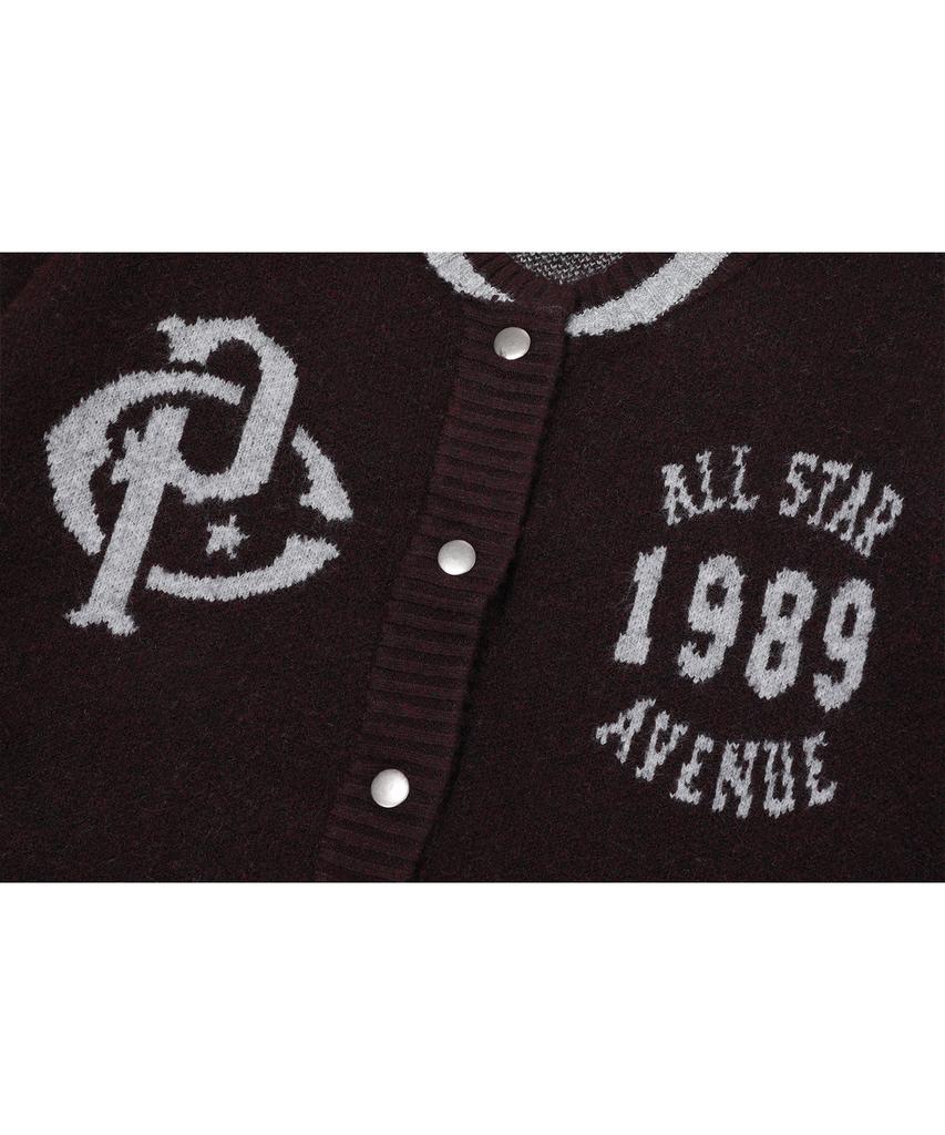 Cpgn Studio [2-Way] Varsity Snap Cardigan Burgundy