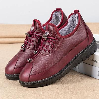 Fashion Winter Women Cotton Shoes Waterproof Anti Slip Plush Warm Casual Shoes Middle-aged Elderly People Comfort Flat Soled Snow Boots