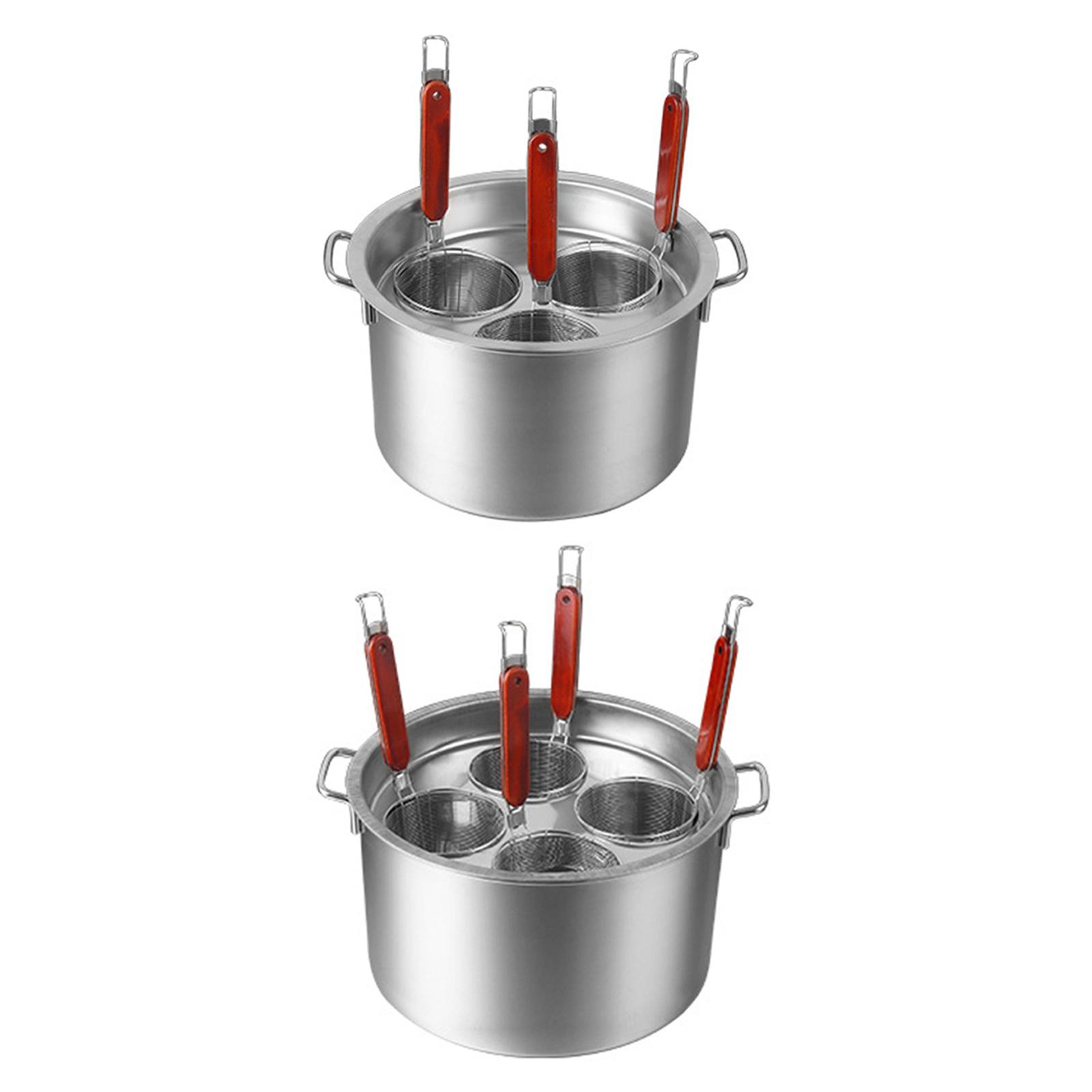 

Stainless Steel Spaghetti Strainer Insert Set Commercial with Handle Pasta Cooker for Vegetable Dumpling Noodles Rinsing Cooking 3 holes set