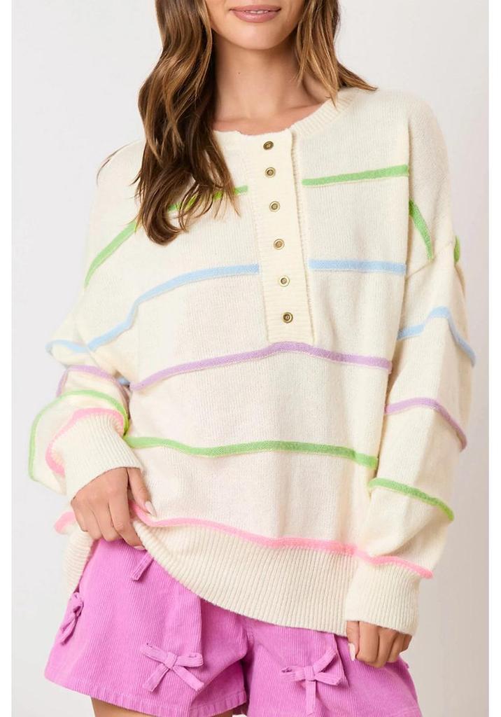 2025 Autumn Women's Casual Loose Long Sleeve Dopamine Print Sweater
