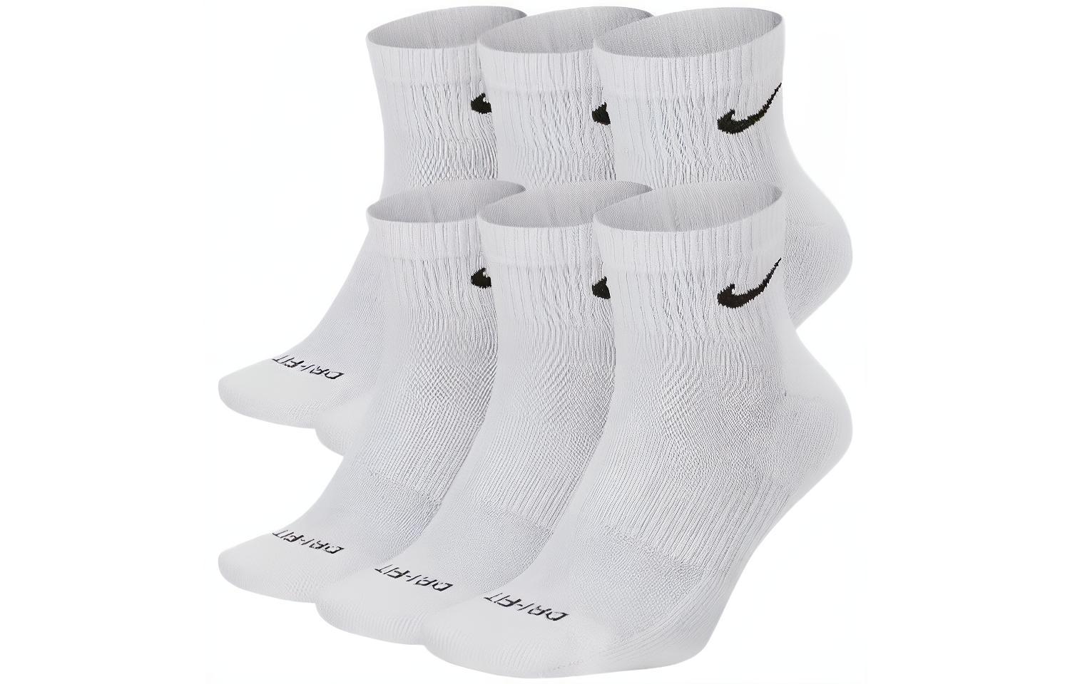 Nike Everyday Plus Cushioned Ankle Socks 6 Pairs White SX6899-100 M