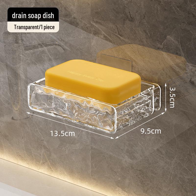 Punch-Free Wall-Mounted Soap Dish: High-End Draining Organizer for Bathroom & Laundry