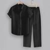 Men's Minimalist Black Two Piece Outfit Breathable Fabric Casual Streetwear Set