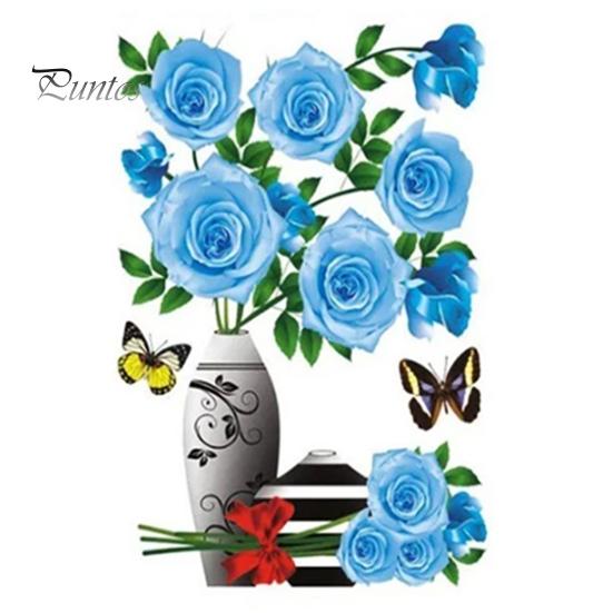 Vinyl Decal Wall Sticker Hot Stamping DIY Bright-colored Self-adhesive Flower Vase Home Decoration