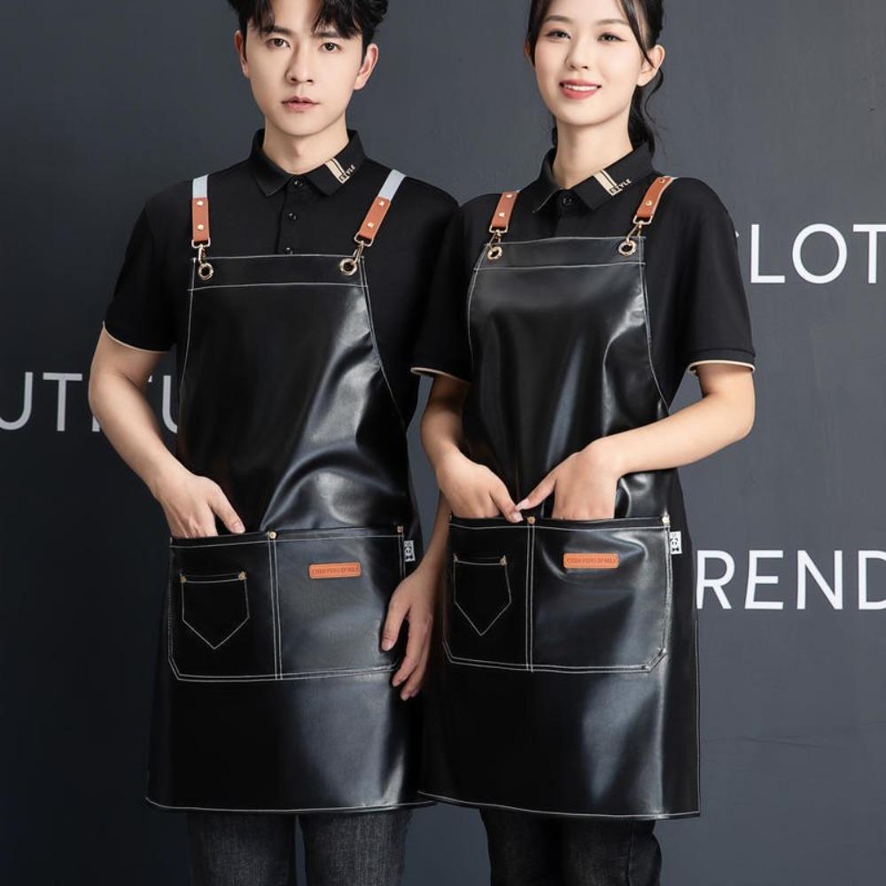 Creative PU Baking Cooking Aprons Solid Color Sleeveless Apron Antipollution Waterproof Workwear Housework