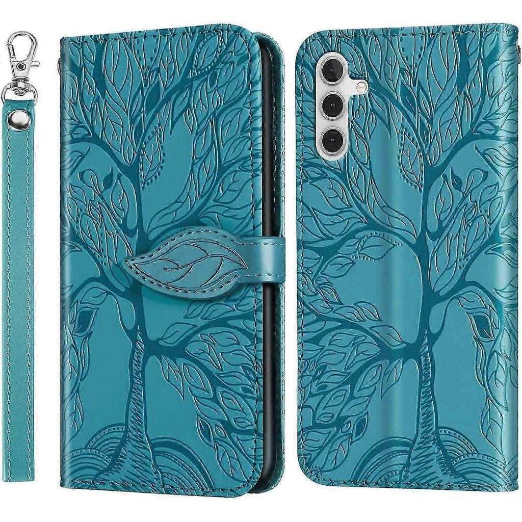 Case with Card Slots/Slots, Slim Flip Folio PU Leather Stand Case with Magnetic Mount for Galaxy A13 5G 6.5 Inch, Turquoise