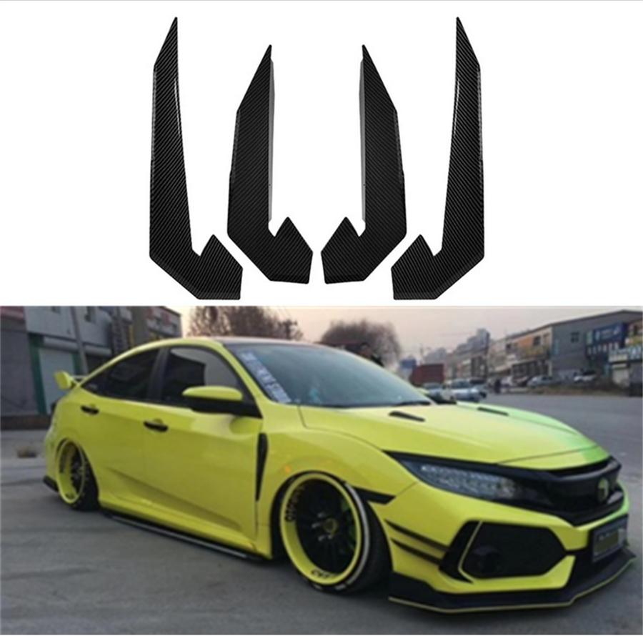 4Pcs Front Bumper Splitter Fins for Honda Civic TYPE R 2016-2021 Carbon